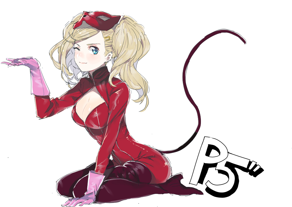 1girl, blonde_hair, blue_eyes, breasts, cleavage, cleavage_cutout, gloves, high_heels