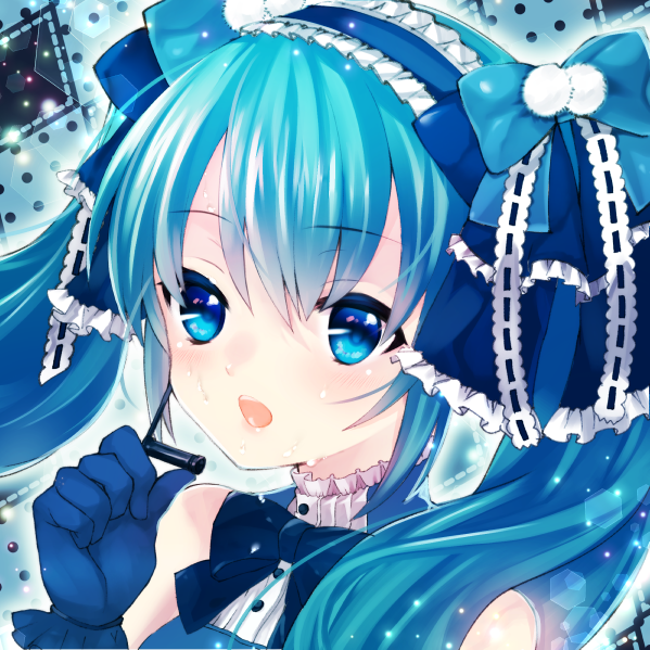 1girl, blue_eyes, blue_hair, blush, bow, dress, eyebrows, eyebrows_visible_through_hair