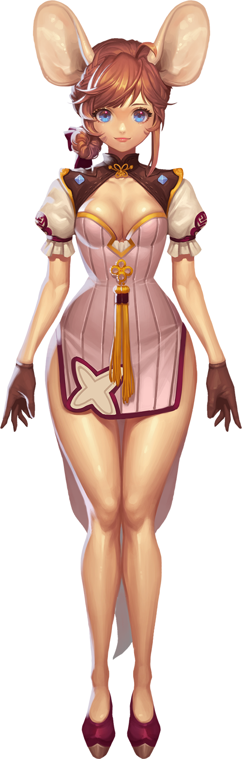 1girl, ahoge, animal_ears, arms_at_sides, bangs, blue_eyes, breasts, cleavage