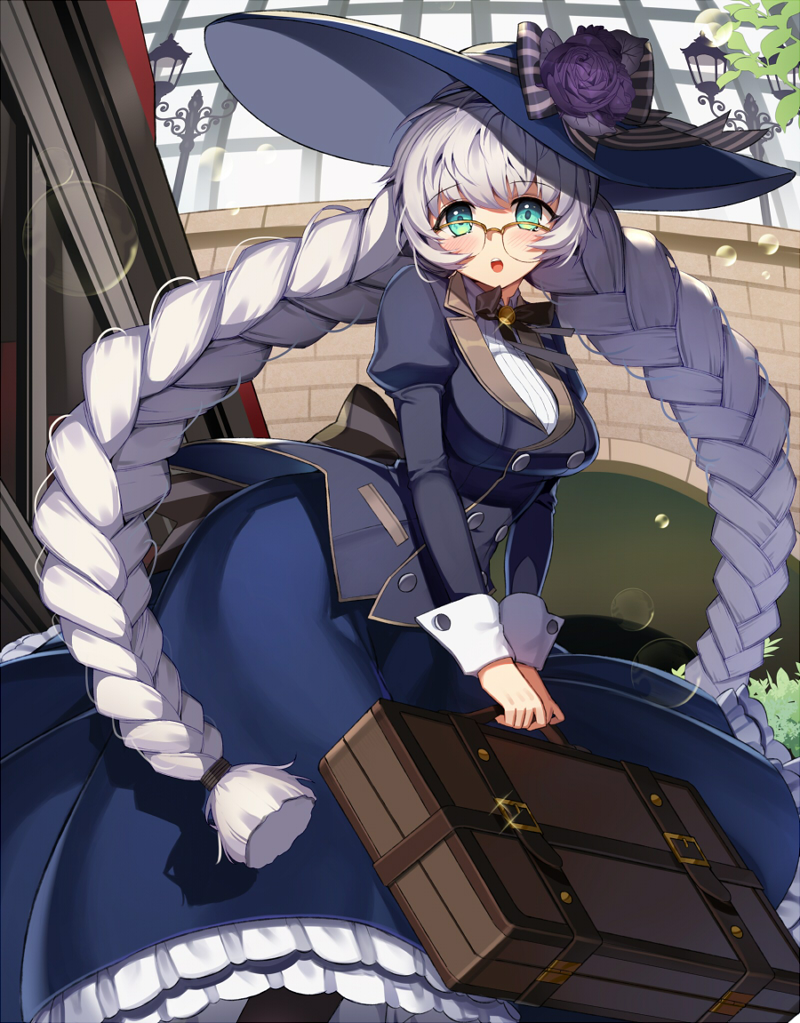 1girl, bangs, black_legwear, black_ribbon, blush, braid, breasts, bubble