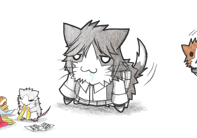 animal_ears, animalization, arashio_(kantai_collection), cat, cat_ears, cat_tail, check_commentary, commentary