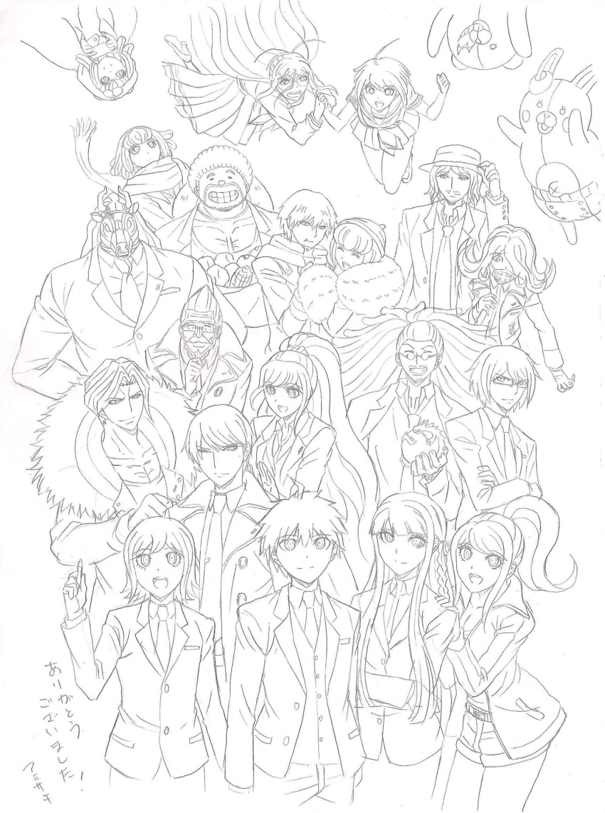 6+boys, 6+girls, afro, ahoge, andou_ruruka, asahina_aoi, bandai_daisaku, beard