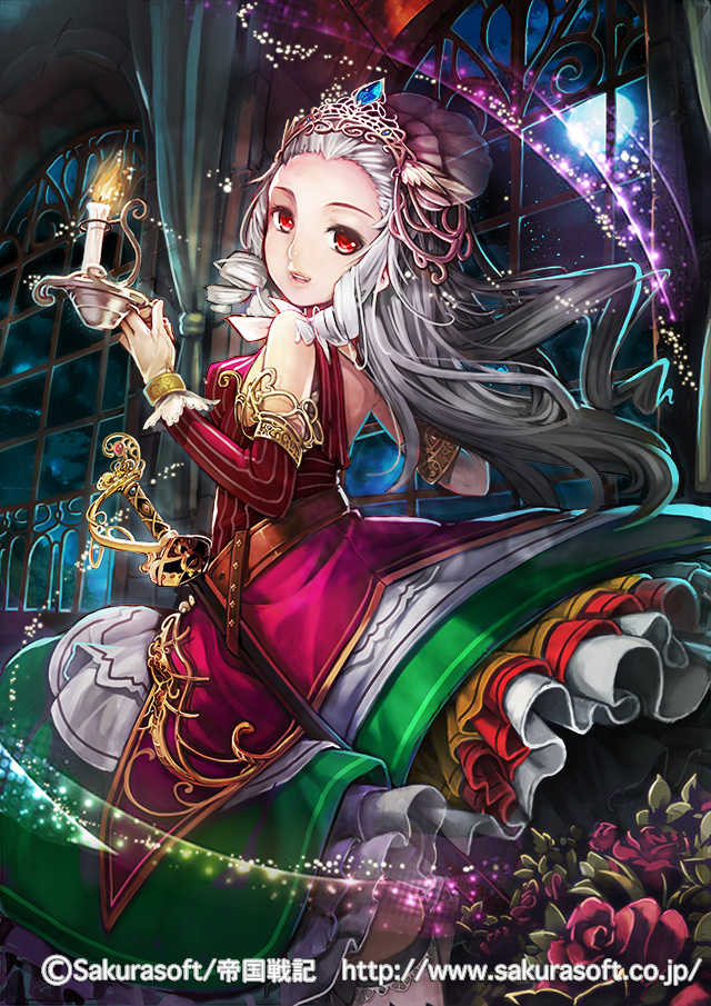 1girl, arm_warmers, candle, card, dress, flower, goosebumps_(circle), indoors