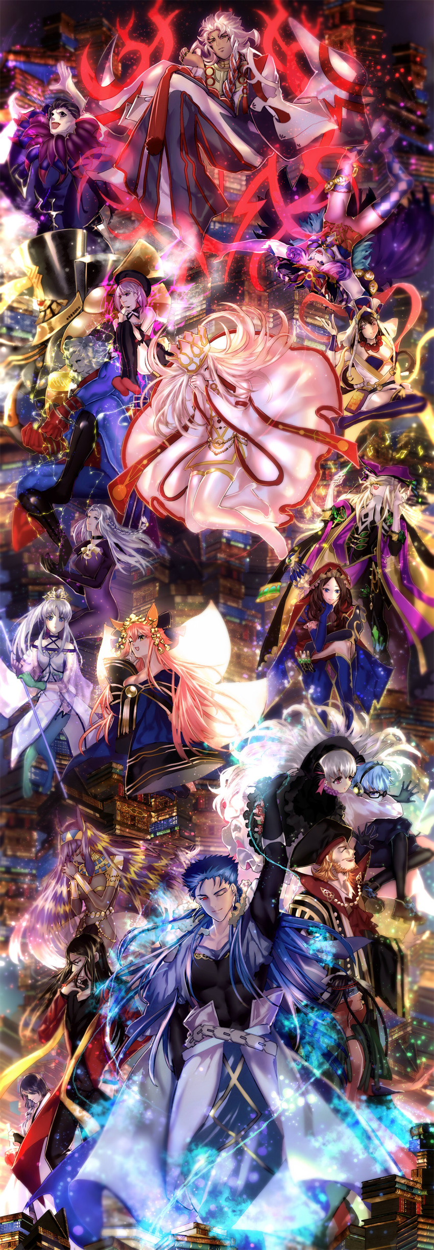 6+boys, 6+girls, absurdres, book_stack, caster, caster_(fate/zero), caster_lily, charles_babbage_(fate/grand_order)