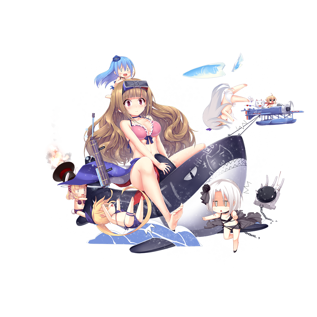 /\/\/\, 6+girls, @_@, aircraft, airplane, aixioo, alternate_costume, alternate_hairstyle