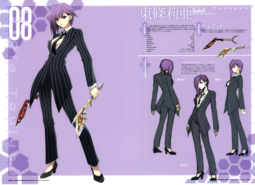 1girl, absurdres, breasts, cleavage, concept_art, dual_wielding, earrings, formal