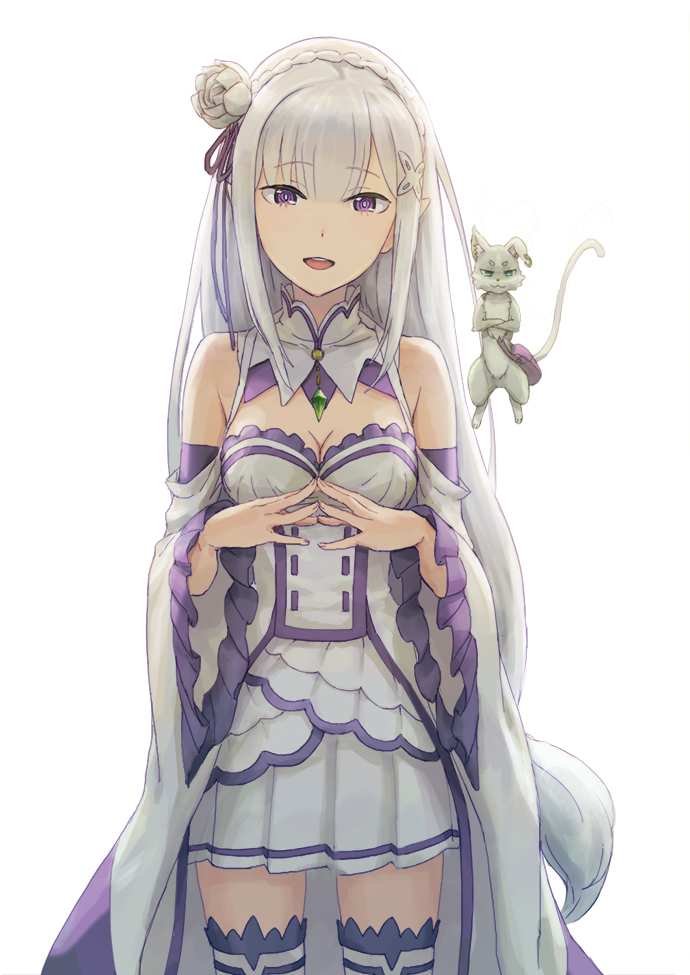 1girl, animal, bag, bangs, braid, breasts, cleavage, crossed_arms
