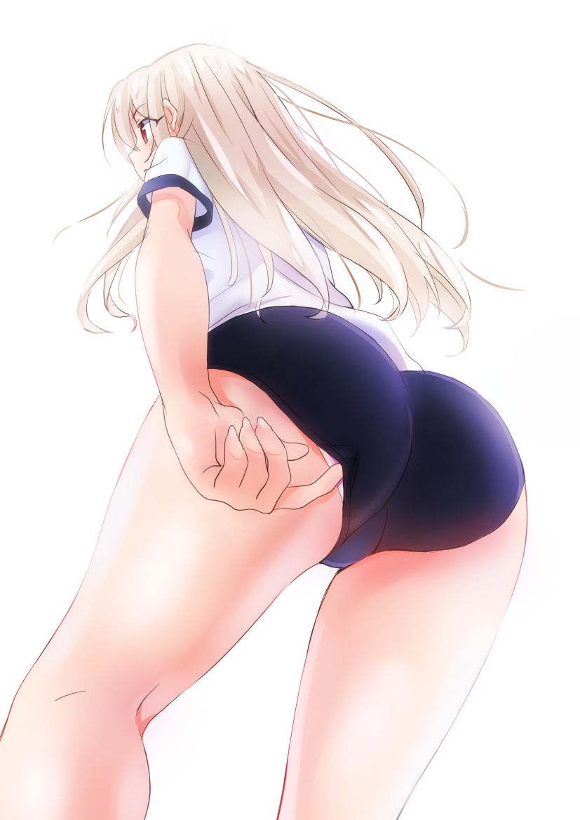 1girl, adjusting_clothes, adjusting_panties, ass, buruma, dbmaster, fate/kaleid_liner_prisma_illya, fate_(series)