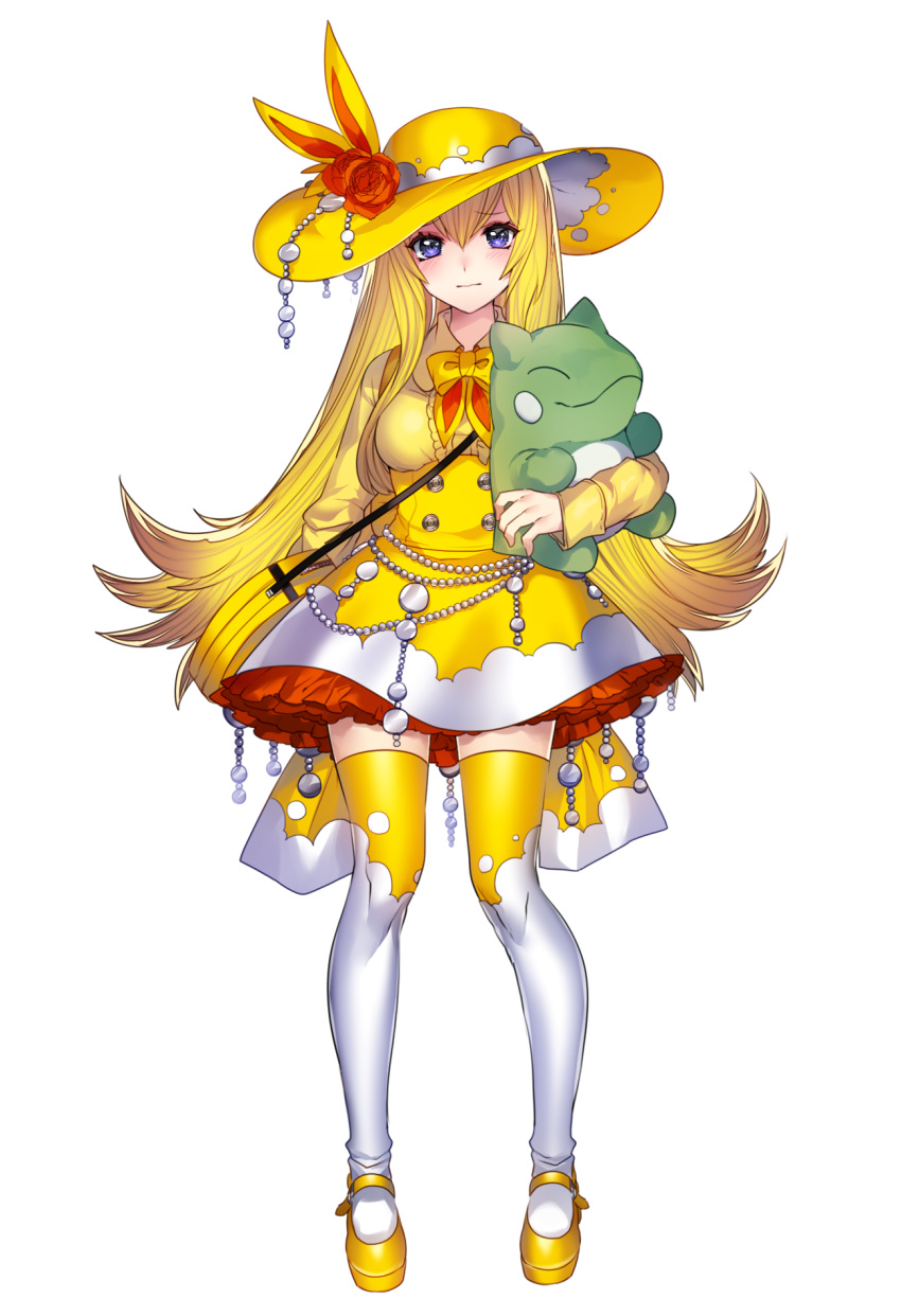 1girl, alternate_color, azumarill, bag, blonde_hair, blue_eyes, dress, full_body