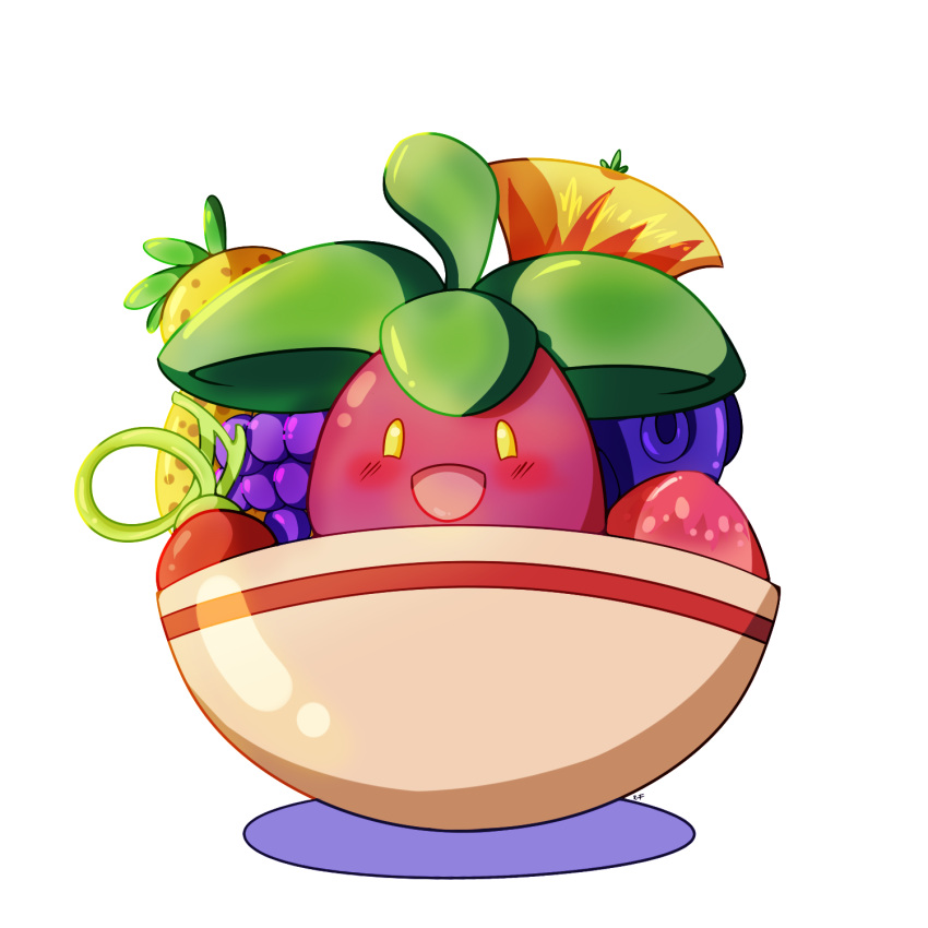 bluk_berry, blush, bounsweet, bowl, cheri_berry, drawfag, fruit_bowl, highres