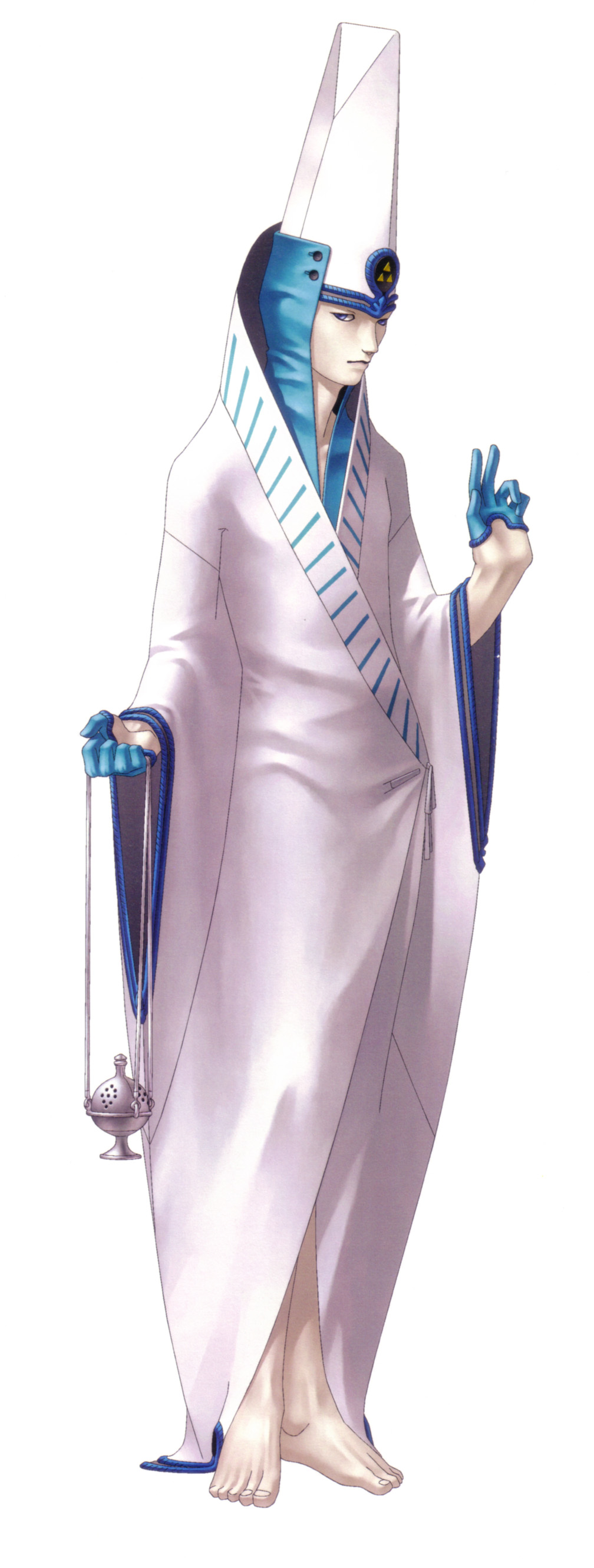 1boy, absurdres, barefoot, censer, dark_persona, hat, highres, holding