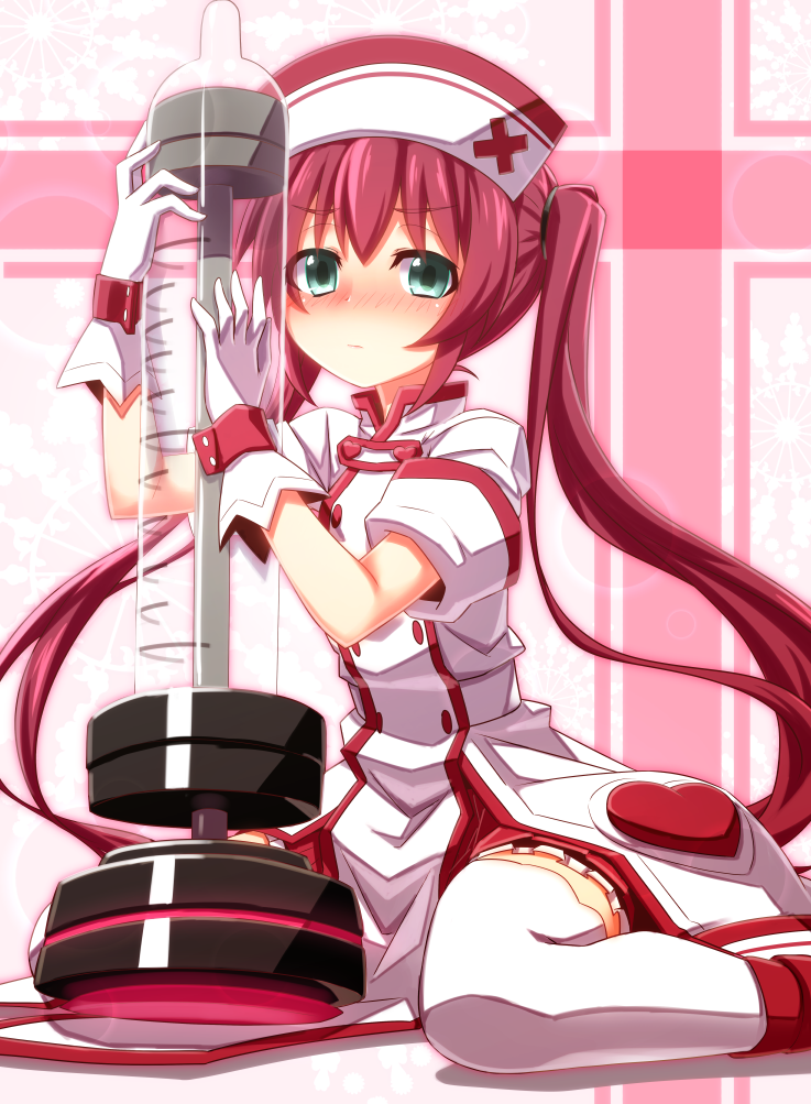 1girl, armband, blush, green_eyes, heart, looking_at_viewer, mary_skelter, mizunashi_(second_run)
