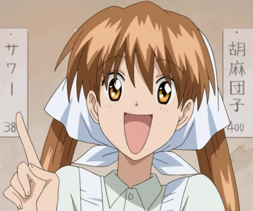 brown_hair, muteki_kanban_musume, onimaru_miki, poster_girl, smile, tagme, yellow_eyes