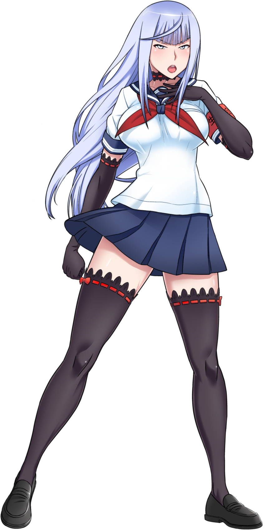 1girl, absurdres, breasts, full_body, gloves, highres, large_breasts, long_hair