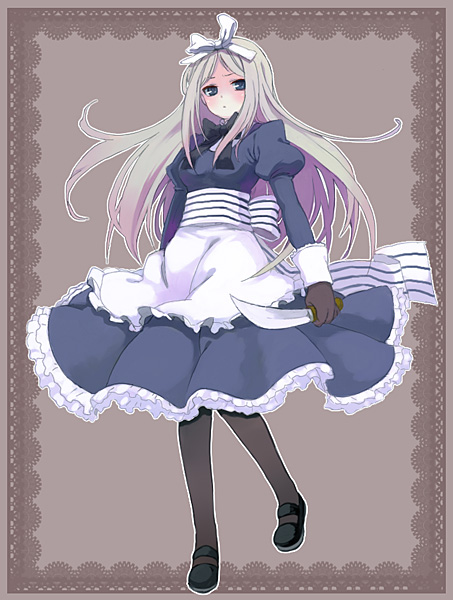 axis_powers_hetalia, belarus_(hetalia), blue_eyes, dagger, dress, frills, gloves, grey_hair