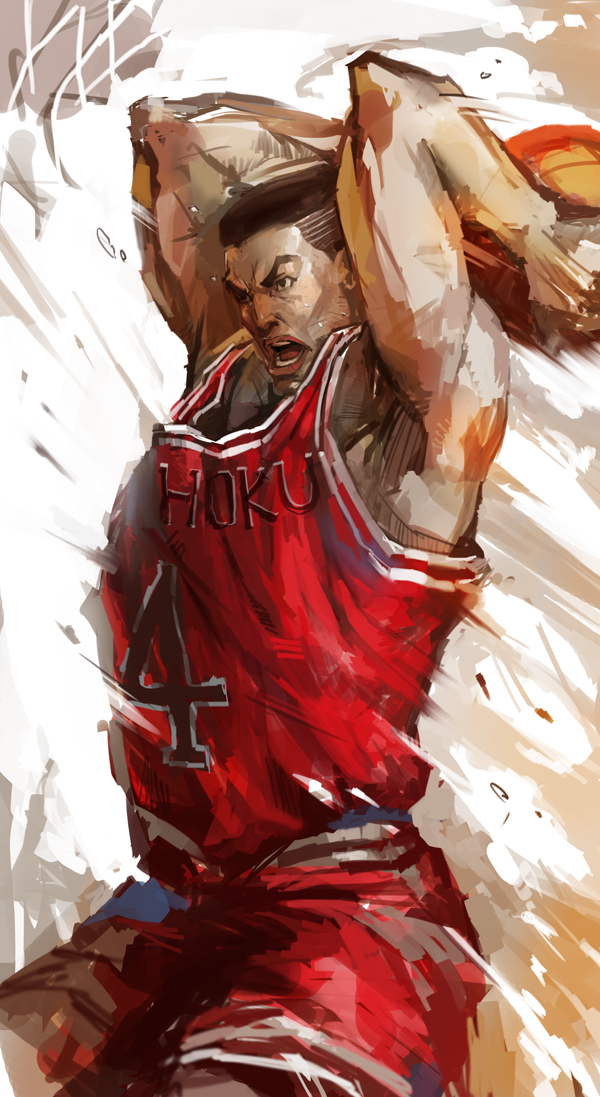 1boy, akagi_takenori, basketball, basketball_uniform, black_hair, lixiaoyao_ii, male_focus, short_hair