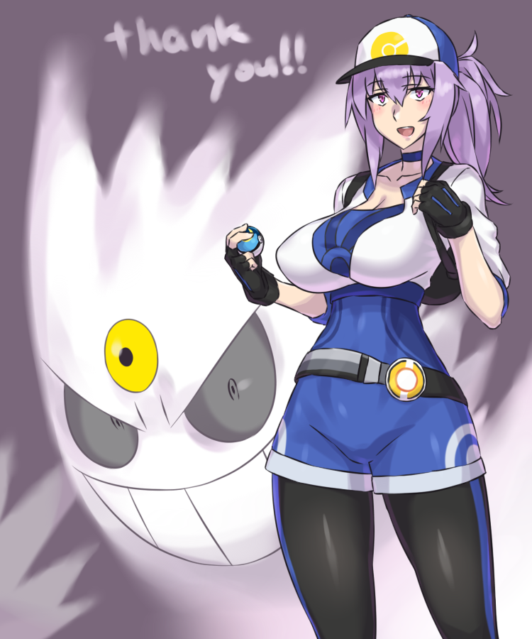 1girl, alternate_color, baseball_cap, blush, breasts, evuoaniramu, female_admiral_(kantai_collection), female_protagonist_(pokemon_go)