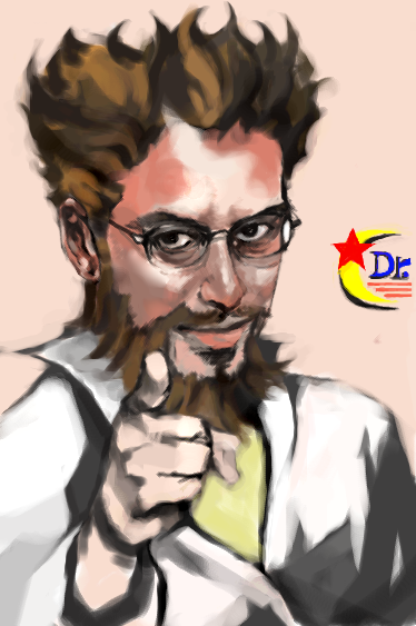 beard, brown_eyes, brown_hair, doctor_cossack, dr._cossack_(mega_man), glasses, mega_man_(classic), mega_man_(series), pointing, realistic, rockman, rockman_(original), thumbs_up