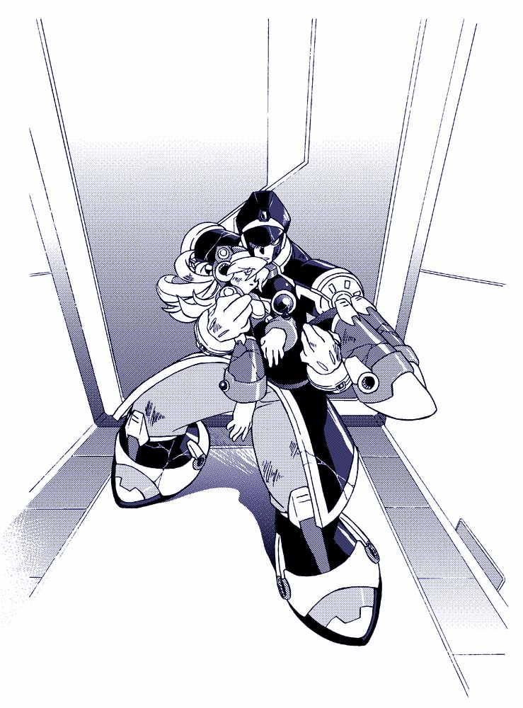 alia, alia_(mega_man), blue, mega_man_(series), mega_man_x_(series), monochrome, rockman, rockman_x