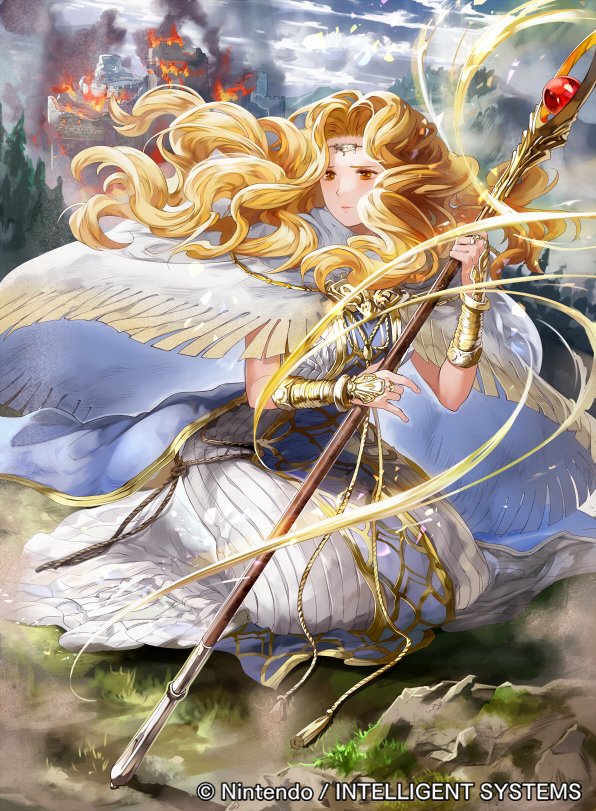 1girl, adean_(fire_emblem), artist_request, blonde_hair, cape, copyright_name, dress, fire_emblem