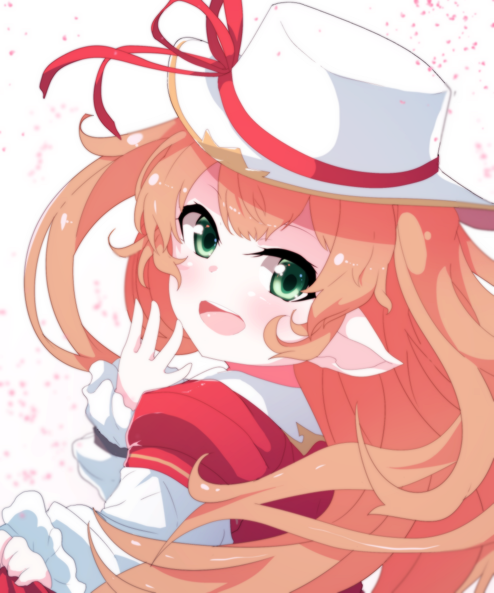 1girl, :d, bangs, blush, drusilla, eyebrows, eyebrows_visible_through_hair, from_behind
