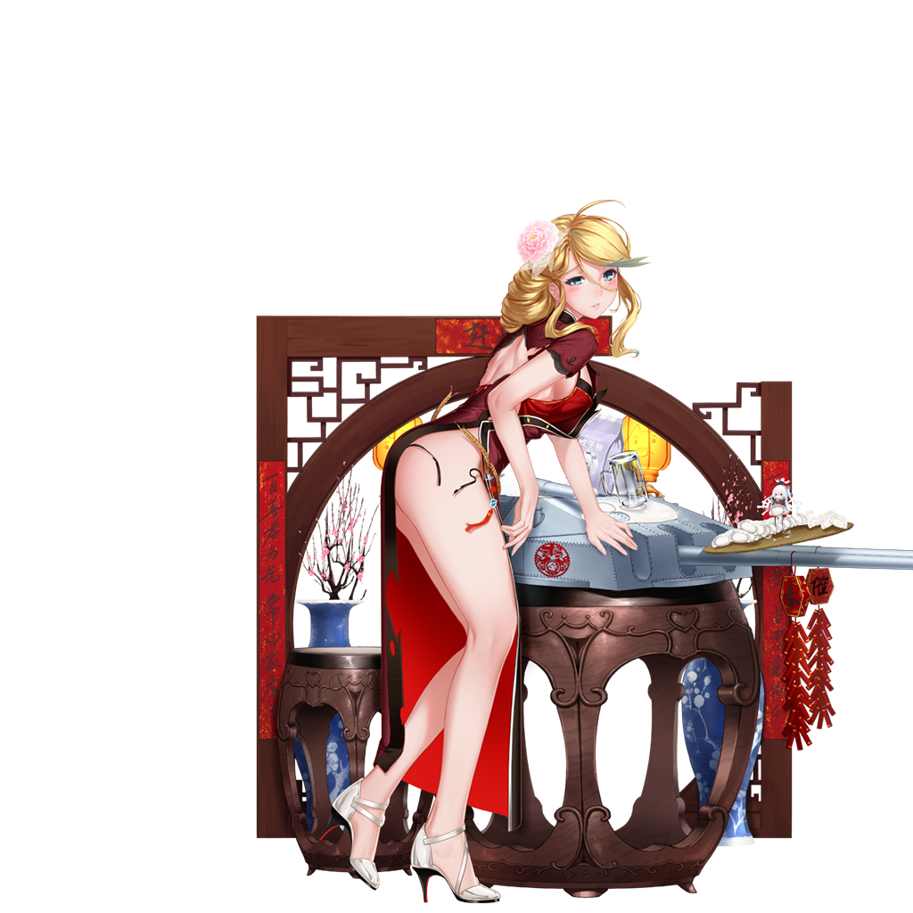 1girl, ahoge, alternate_costume, alternate_hairstyle, back_cutout, bare_legs, beer_mug, blonde_hair