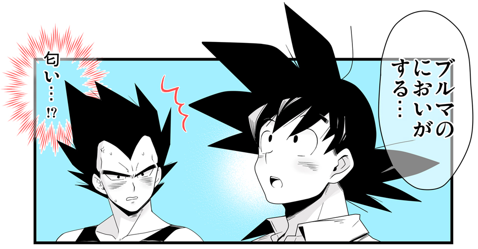 1koma, 2boys, comic, dragon_ball, dragon_ball_z, male_focus, miwa_(m-iwamiwa2014), monochrome