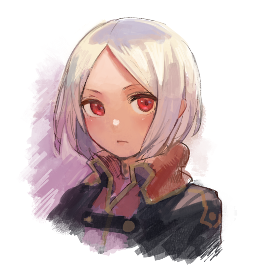 1girl, dark_skin, original, ox_(baallore), ramina_(baallore), red_eyes, short_hair, solo