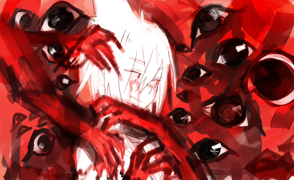 1boy, albino, eyes, formal, male_focus, melone_(melonenbrot), oounabara_to_wadanohara, red_eyes