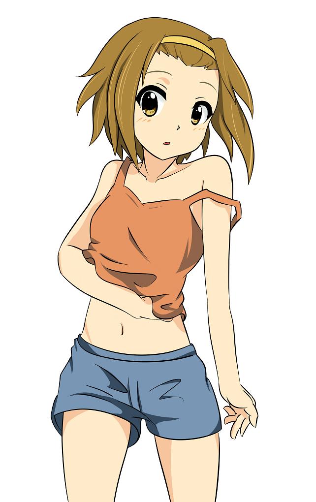 brown_hair, gurio, hairband, k-on!, light_brown_hair, lightbrown_hair, midriff, short_hair