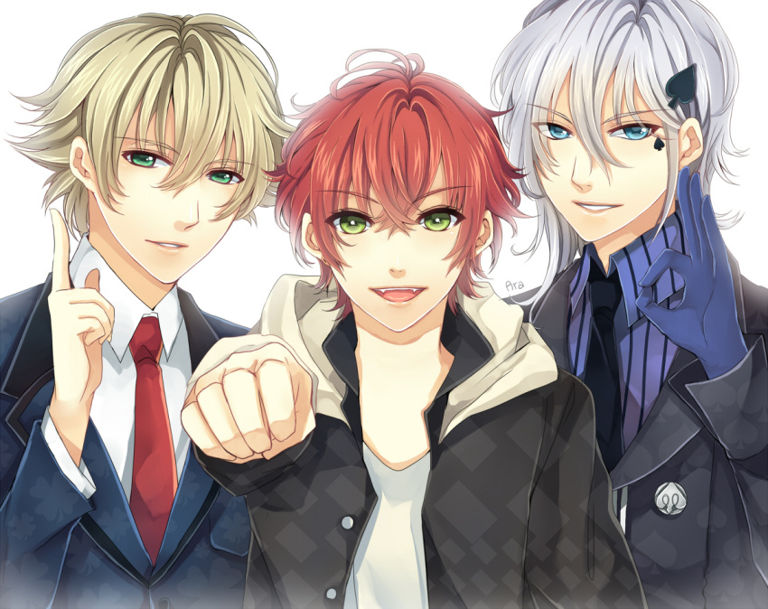 amnesia_(idea_factory), arakunae, blue_eyes, crossover, diabolik_lovers, hazuki_kei_(tokimeki_memorial_girl's_side_1st_love), ikki_(amnesia), sakamaki_ayato