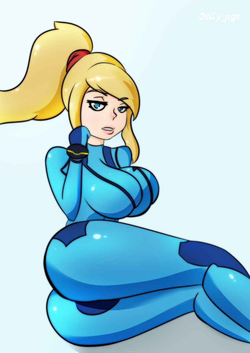 blonde_hair, blue_eyes, breasts, jellyjigs, large_breasts, meteoroid, samus_aran