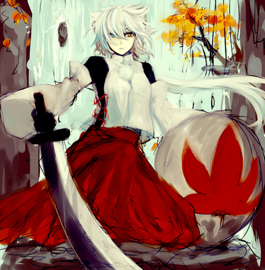 bad_id, heterochromia, highres, inubashiri_momiji, minase_(mmakina), minase_(pixiv), see-through, shield