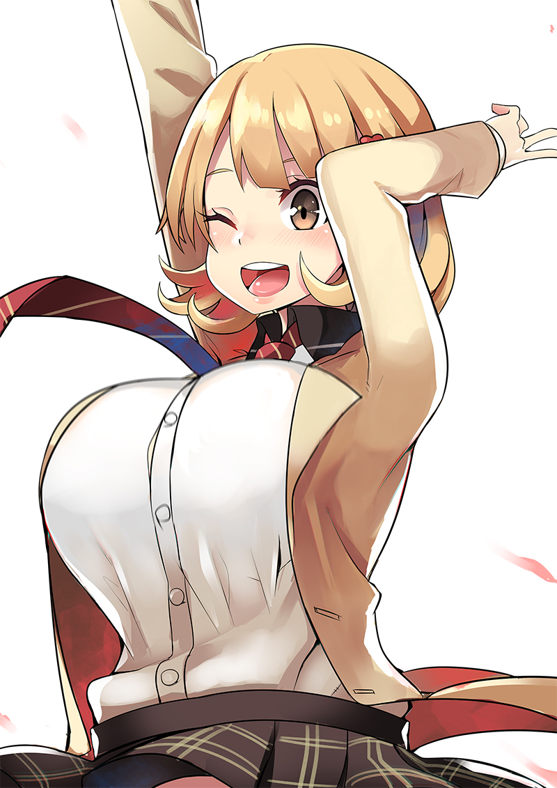 1girl, breasts, brown_eyes, brown_hair, huge_breasts, narusawa_ryouka, occultic;nine, onigensou
