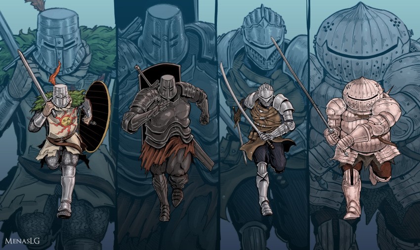 4boys, armor, artist_name, bracer, chosen_undead, commentary, cut-in, dark_souls