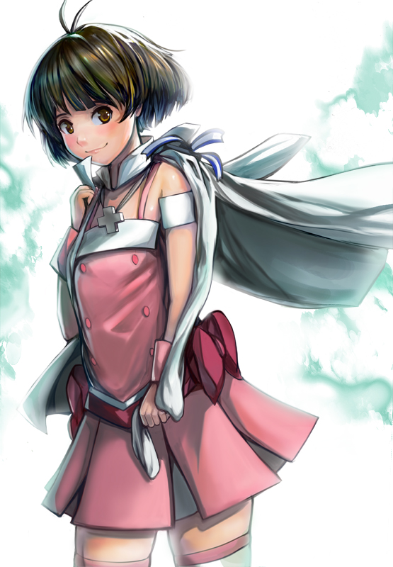 1boy, akizuki_ryou, antenna_hair, armband, backlighting, black_hair, blush, brown_eyes