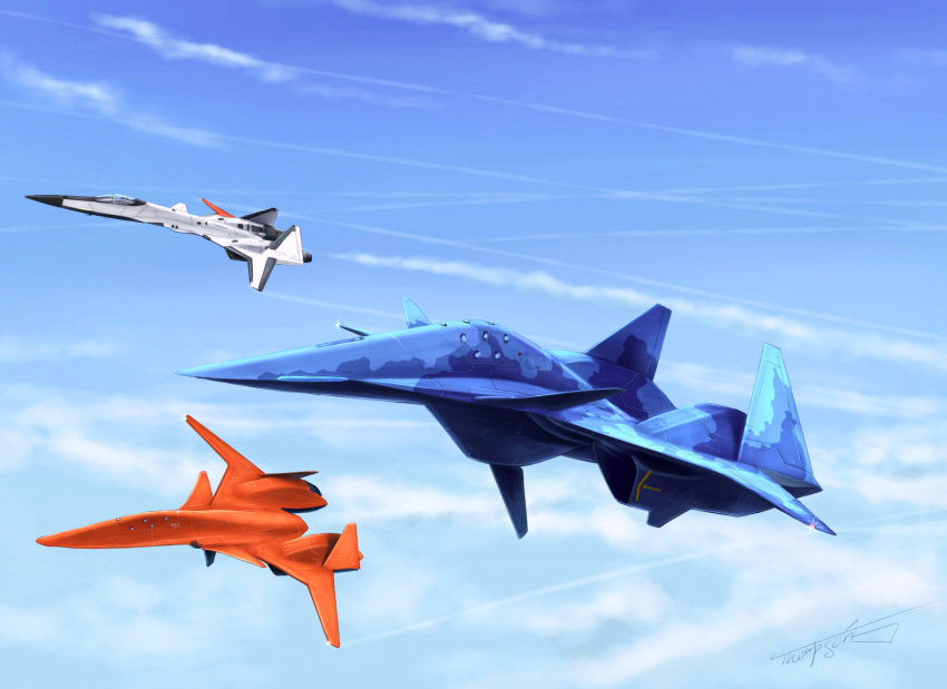 ace_combat, ace_combat_zero, adf-01_falken, adfx-02_morgan, aircraft, airplane, clouds, condensation_trail