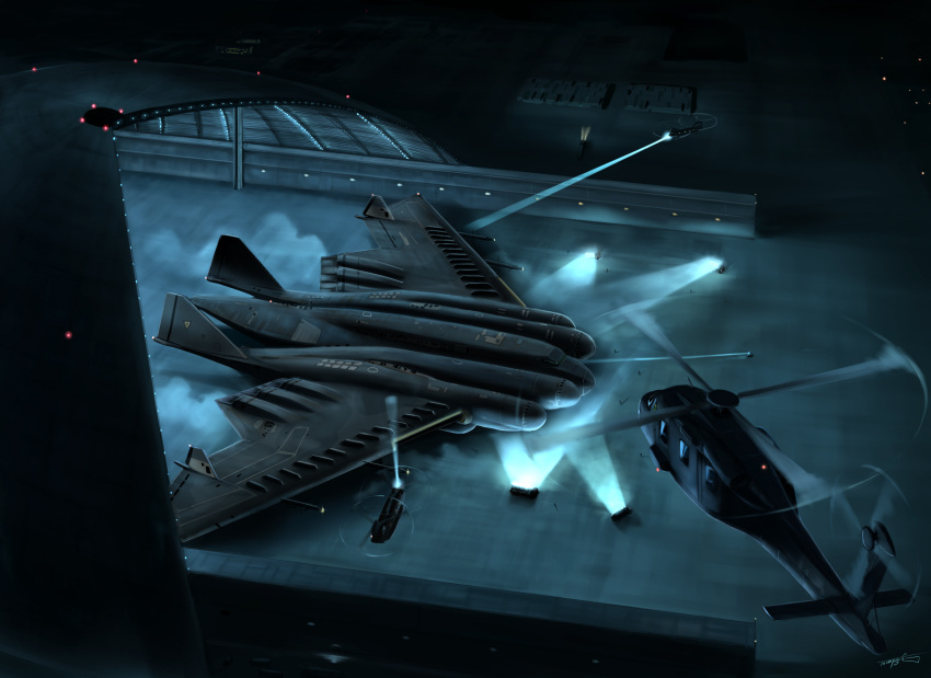 ace_combat, ace_combat_zero, aircraft, airplane, ch-47_chinook, hangar, helicopter, highres