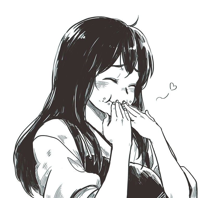 1girl, akagi_(kantai_collection), closed_eyes, eating, food, food_in_mouth, food_on_face, hatching_(texture)