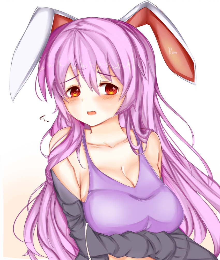 animal_ears, artist_name, breasts, cleavage, eyebrows, eyebrows_visible_through_hair, highres, hood