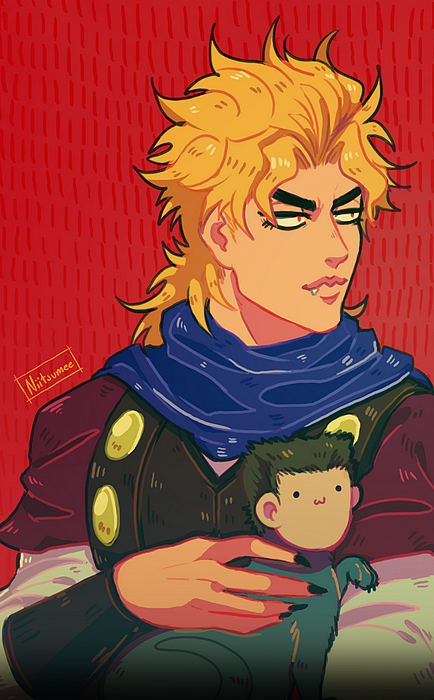2boys, :3, artist_name, black_hair, black_nails, blonde_hair, blue_scarf, cat