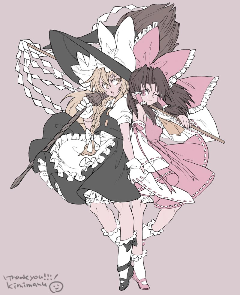bow, broom, gloves, gohei, hair_bow, hakurei_reimu, hand_holding, hat