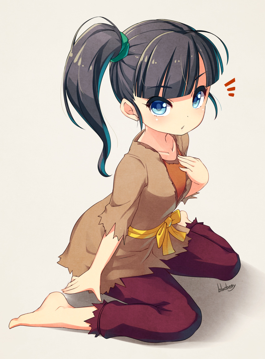 black_hair, blue_eyes, blueberry_(5959), dragon_quest_builders, hand_on_own_chest, highres, kneeling, pirin