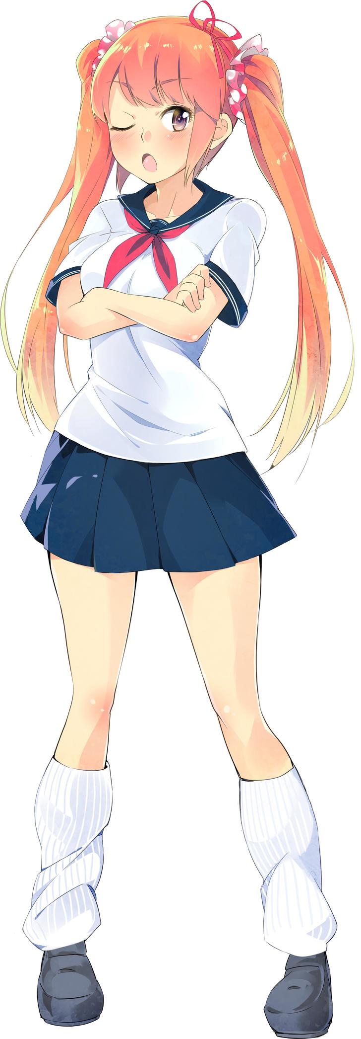 1girl, alternate_costume, full_body, highres, official_art, orange_eyes, orange_hair, osana_najimi_(yandere_simulator)