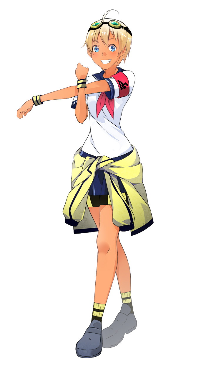 1girl, asu_rito, blonde_hair, dark_skin, full_body, highres, joakim_waller, official_art