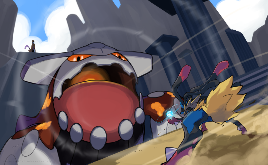 battle, energy_ball, fighting_stance, heatran, lucario, mega_lucario, mewtwo, nganlamsong
