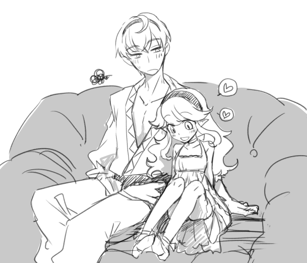1boy, 1girl, dress, female_my_unit_(fire_emblem_if), fire_emblem, fire_emblem_if, leon_(fire_emblem_if), long_hair