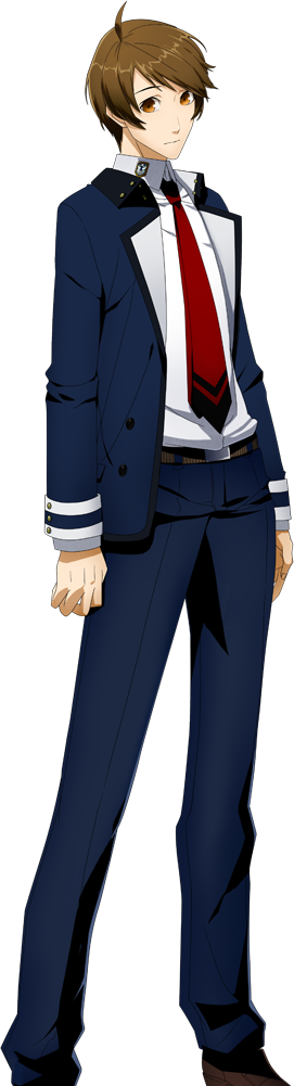 1boy, ahoge, brown_eyes, brown_hair, kagari_touya, necktie, school_uniform, xblaze