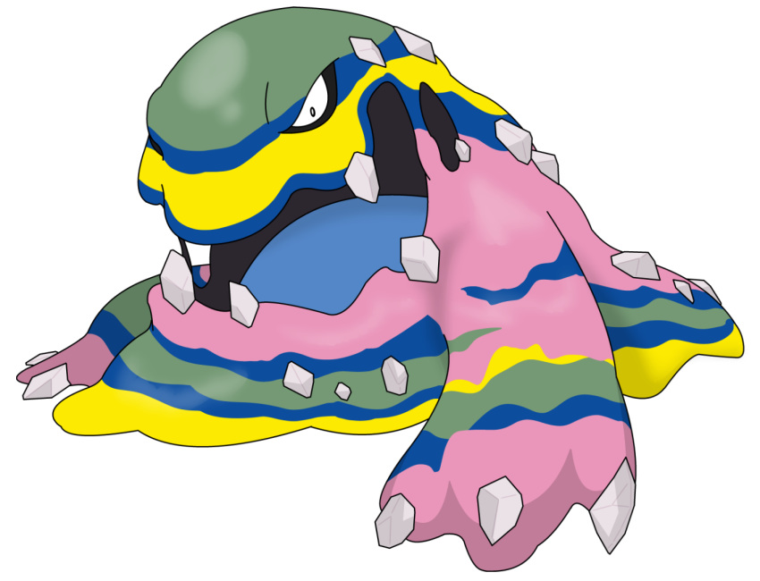 alolan_muk, jugemu_(kuitarann), muk, no_humans, open_mouth, pokemon, pokemon_(creature), pokemon_(game), pokemon_sm, solo, transparent_background