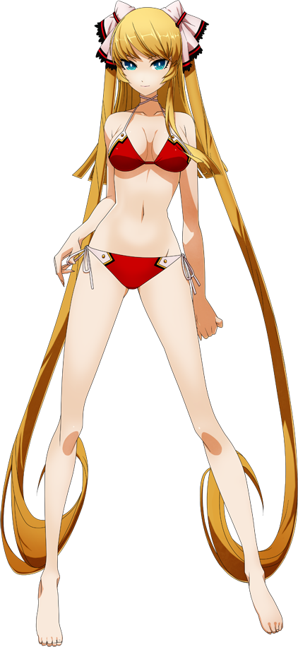 blonde_hair, blue_eyes, hair_tie, kuon_gramred_shutleheim, long_hair, swimsuit, twintails, xblaze